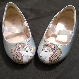 Children's Place Metallic Unicorn Flats Size 5c